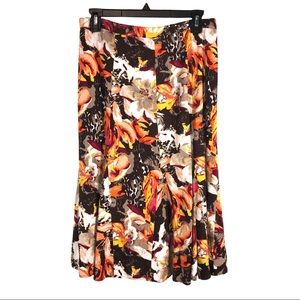 Fall Colors Floral Linen Blend Skirt